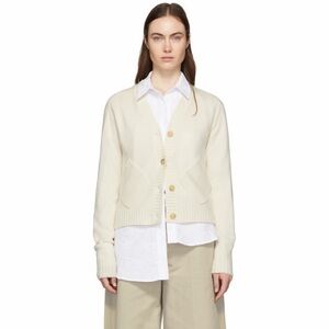 Joseph Cream Knit V-Neck Cashmere Cardigan